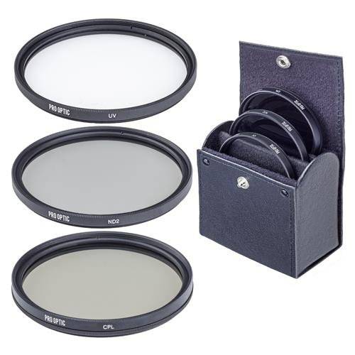 ProOptic 55mm 디지털 에쎈셜 필터 Kit, with 울트라 바이올렛 (UV), 원형 편광 and 중성 농도 2 (ND2) Filters, with Pouch