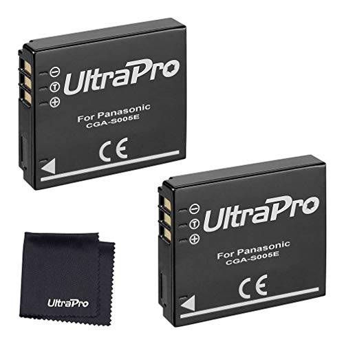 UltraPro 2-Pack CGA-S005e High-Capacity 교체용 배터리 for 파나소닉 루믹스 DMC-LX1 DMC-LX2 DMC-LX3. Also Includes: 디럭스 극세사 클리닝 Cloth, 렌즈 클리닝 펜