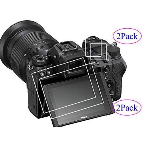 ZLMC Glass 화면보호필름, 액정보호필름 호환가능한 for Nikon Z7/ Z6 FX DSLR 카메라 Anti-scrach Anti-Bubble Anti-Water Anti-Fingerprint Anti-Dust, Two 프로텍터 for Both 백 and 숄더 스크린