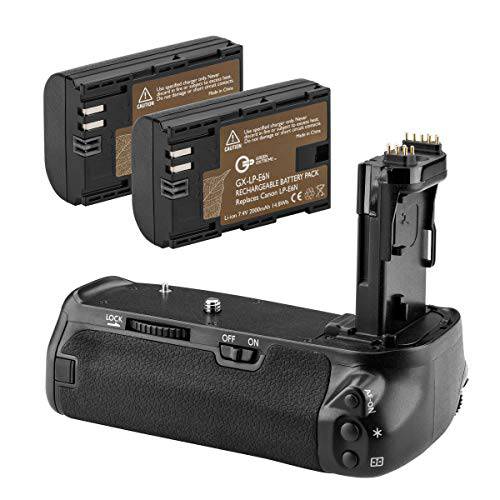 BG-E14 배터리 손잡이+ 2-Pack 고 용량 2000mAh LP-E6/ LP-E6N Batteries, 교체용 for 캐논 EOS 70D/ 80D 디지털 SLR 카메라