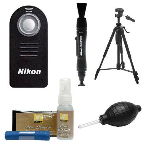 Nikon ML-L3 무선 Infrared 셔터 리모컨, 원격+  삼각대+  Nikon 클리닝 Kit for D3300, D3400, D5500, D7100, D7200, D610, D750, Df 디지털 카메라