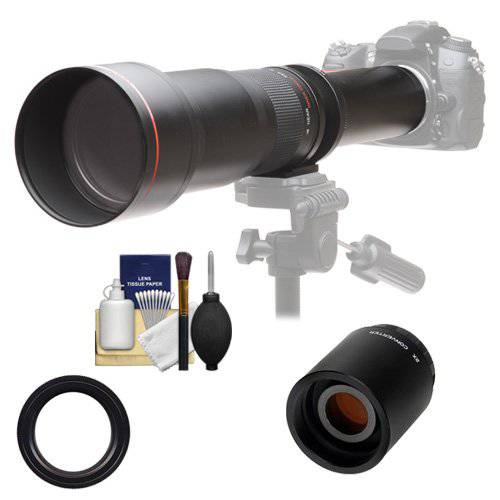 Vivitar 650-1300mm f/ 8-16 망원 렌즈 with 2X Teleconverter (=2600mm) Kit for 캐논 EOS Rebel SL1, T3, T3i, T5, T5i, 70D, 6D, 7D 5D Mark II III 카메라