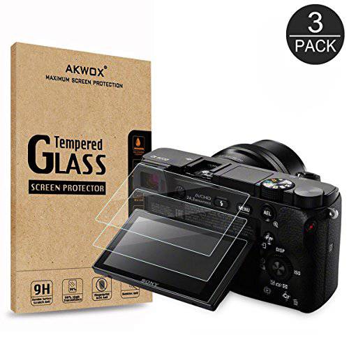 AKWOX (Pack of 3) 강화유리 화면보호필름, 액정보호필름 for 소니 DSLR Alpha Nex-7 NEX-6 NEX-5 A6000 A6300 A5000 Camera, 0.33mm Anti-scrach 9H 커버 r for A6000 A6300 A5000