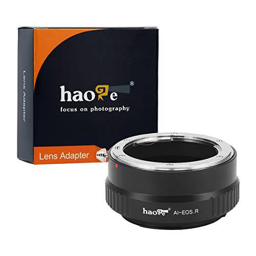 Haoge 수동 렌즈 마운트 어댑터 for Nikon Nikkor F/ AI/ AIS/ D 렌즈 to 캐논 RF 마운트 카메라 Such as 캐논 EOS R