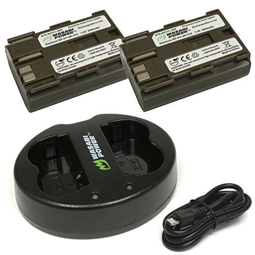 Wasabi 파워 배터리 (2-Pack) and 이중 USB 충전 for 캐논 BP-511, BP-511A, BP-512, BP-514
