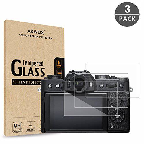 AKWOX [3-Pack] Compatible/ 교체용 for 후지필름 X-T20 X-T10 X-A1 X-A2 X-M1 X-E3 X30 강화유리 화면보호필름, 액정보호필름, [0.3mm 2.5D 고 해상도 9H] Optical LCD 고급 Glass Protective 커버