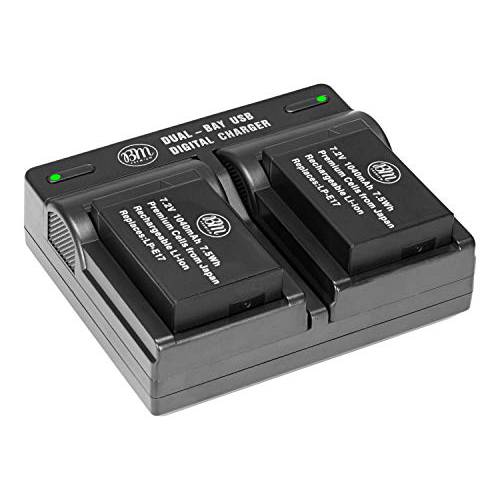 BM 고급 2-Pack of LP-E17 Batteries and 이중 배터리 충전 for 캐논 EOS M6 Mark II, SL2, SL3, EOS RP, EOS M3, EOS M5, EOS M6, Rebel T6i, T6s, T7i, EOS 77D, EOS 750D, EOS 760D, EOS 8000D 카메라