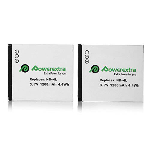 Powerextra 교체용 캐논 NB-4L 배터리 for 캐논 PowerShot ELPH 100 HS, 300 HS, 310 HS, SD1000, SD1100 IS, SD1400 IS, SD200, SD30, SD300, SD40, SD400, SD600, SD750, SD780 IS, SD960 IS, SD970 IS