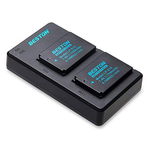 BESTON 2 Pack LP-E12 Batteries and USB 배터리 충전 for 캐논 Rebel SL1, PowerShot SX70 HS, EOS M, EOS M10, EOS M50, EOS M100 디지털 카메라