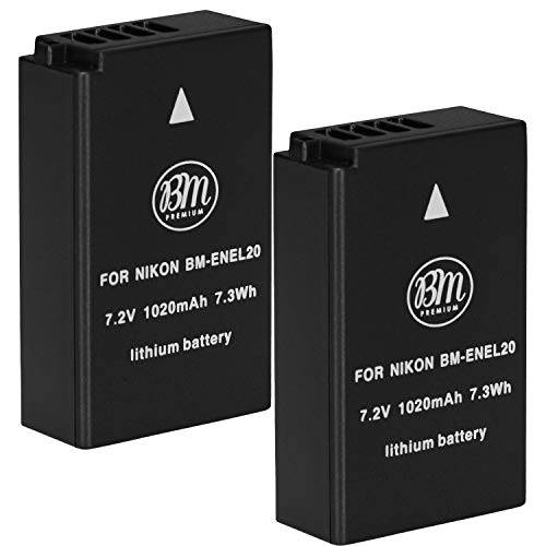 BM 고급 2 Pack of EN-EL20, EN-EL20a Batteries for Nikon Coolpix P950, P1000, DL24-500, Coolpix A, 1 AW1, 1 J1, 1 J2, 1 J3, 1 S1, 1 V3 디지털 카메라