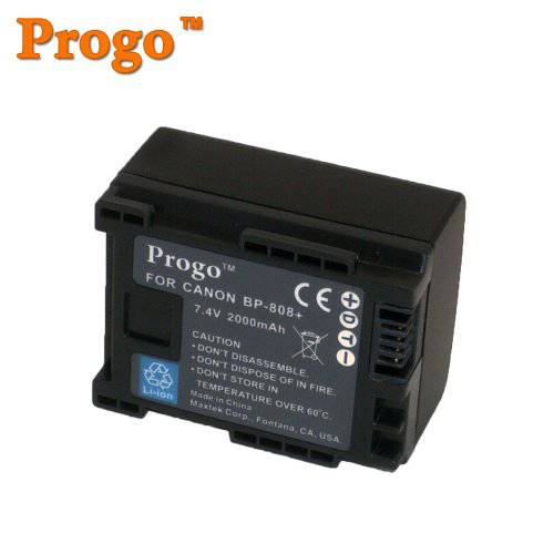 Progo 브랜드 Li-Ion 충전식 교체용 배터리 for 캐논 BP-808, Works on 캐논 FS10 FS11 FS100 FS21 FS22 FS200 FS31 FS300, VIXIA HF10 HF11 HF100 HF20 HF200 and More.