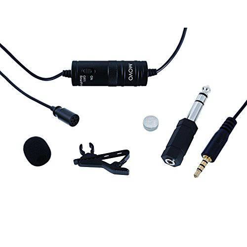 Movo Lavalier 전방향 콘덴서 마이크,마이크로폰 with 20’ 케이블 for Nikon D7200, D7100, D7000, D5500, D5300, D5200, D3300, D3200, D810, D800, D750, D610, D500, D5, D4, D4S, D3X, DF DSLR 카메라