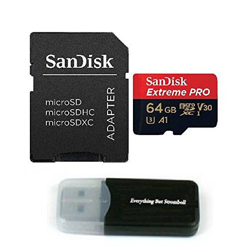 64GB Sandisk Extreme 프로 4K 메모리 카드 works with DJI Mavic Air, Mavic 프로 Platinum 쿼드콥터 4K UHD 영상 카메라 무인비행기 - UHS-1 V30 64G 미니 SDXC with Everything But Stromboli (TM) 카드 리더,리더기