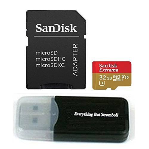 32GB Sandisk Extreme 4K 메모리 카드 works with 고프로 영웅 6, Fusion,  영웅 5, Karma Drone,  영웅 4, Session,  영웅 3, 3+,  영웅+  블랙 - UHS-1 32G 미니 SDHC with Everything But Stromboli 카드 리더,리더기
