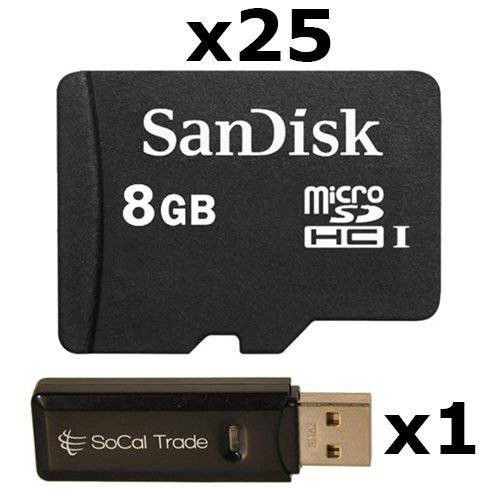 25 팩, 마스크, 마스크팩 - SanDisk 8GB 미니 SD HC 메모리 카드 SD SDQAB-008G (Bulk Packaging) LOT OF 25 with USB 2.0 Mico SD&  SD 메모리 카드 리더,리더기