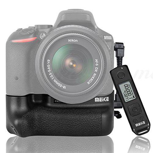 Meike 버티컬 배터리 그립 for Nikon D5500 Built-in 2.4G LCD 디스플레이 무선 리모컨, 원격 호환가능한 with EN-EL14 Batteries