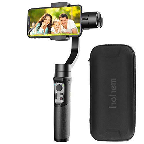 Hohem iSteady X, 3-Axis 폴더블 경량 짐벌 Stabilizer, Which is only 0.57Lbs, support Moment/ Auto-Inception Mode, and is 호환가능한 with iPhone 11 프로 max and 스마트폰 (0.57Lbs, Black)