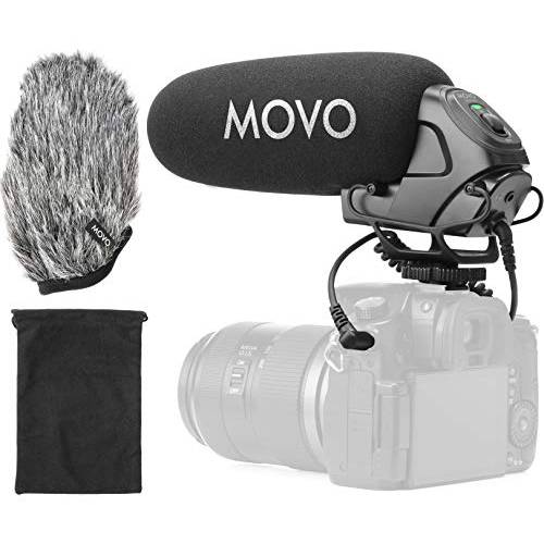 Movo VXR3030 카메라 샷건 마이크, 마이크로폰 - Supercardioid 마이크, 마이크로폰 with 헤드폰 모니터링 for DSLR’s, Mirrorless, Recorders, and 카메라코더