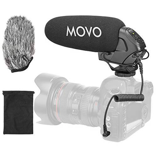 Movo VXR3031 샷건 마이크, 마이크로폰 - Supercardioid On-Camera 샷건 마이크 with 2-Step High-Pass 필터 3-Stage 오디오 레벨 Control, 헤드폰 모니터링 입력+  더