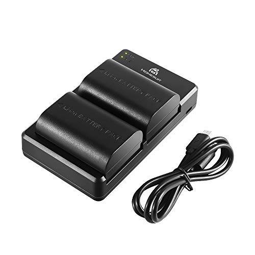 Homesuit 2 Pack LP-E6 LP-E6N Batteriesand 이중 USB충전 세트 for 캐논 5D Mark II III IV, 5Ds, 6D, 70D, 80D and More (2-Pack 2200mAh 카메라 Batteries, 만능 충전 옵션 with USB) 블랙