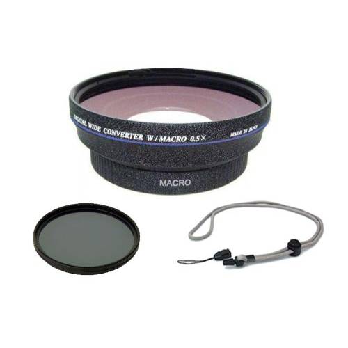 Nikon COOLPIX P610 (High Definition) 0.5X 와이드 앵글 렌즈 with 매크로+ 82mm 원형 편광판 필터+ Krusell Multidapt 넥 스트랩 (Black Finish)