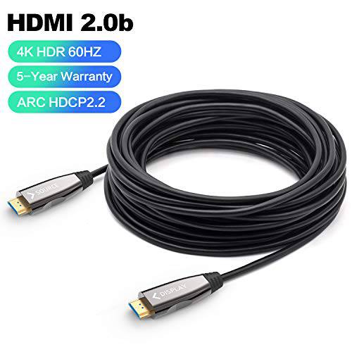 	파이버 Optic HDMI 케이블, DELONG 40ft 롱 HDMI 케이블 지지,보호 4K UHD 60Hz at 18Gbps 울트라 고 Speed, 적용가능한 for HDTV/ TVBOX/ 게이밍 Box/ Projector/ Nintendo Switch 12m