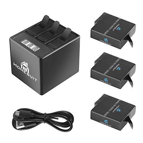 Artman 히어로 8/ 7/ 6 1500mAh 교체용 Batteries(3-Pack) and 3-Channel LED USB 스토리지 충전 호환가능한 with 고프로 히어로 8 Black, 고프로 히어로 7 Black, 히어로 6 Black(Fully 호환가능한 with Original)