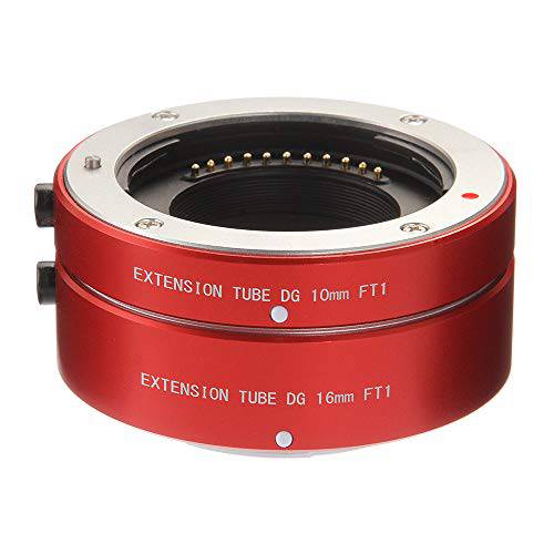 FOTGA 메탈 오토 포커스 Macro 연장 Tube 10mm+ 16mm 세트 for 미니 Four Thirds MFT M4/ 3 마운트 GH1/ 2/ 3 GH4 GH5 GH5s E-PM1 E-PM2 E-PL1/ 2/ 3 E-M10 II III E-PL7/ 8/ 9/ 10 Pen-F 카메라 (Red)