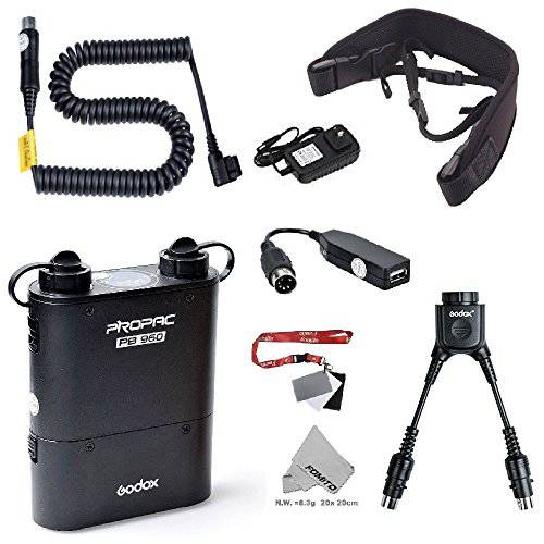 Fomito Godox PB960 휴대용 Extended Flash 파워 배터리 Pack Kit 이중 Output for Nikon SB910, SB900, SB800, SB28 Euro, SB28DX, for AD360II AD360 AD180, for 스마트폰 블랙