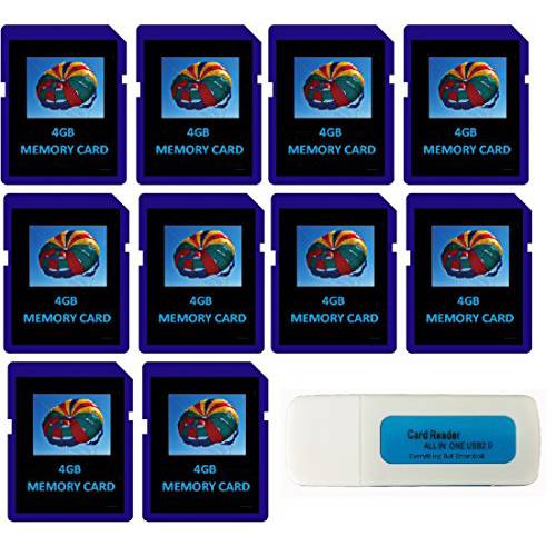 4GB SDHC Class 10 Everything But Stromboli 10-Pack SD Style Flash 메모리 카드 Wholesale 벌크, 대용량 Lot works with Digital, Trail, Canon, Nikon, 게임 카메라 with Everything But Stromboli (tm) Combo 리더,리더기