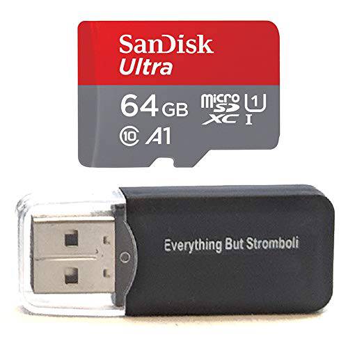 SanDisk 울트라 64GB 마이크로SDXC 메모리 카드 works with 삼성 갤럭시 S8, S8+ Plus, S7, S7 날 스마트 휴대폰 80MB/ S, 포함 with Everything But Stromboli (TM) 마이크로SD 메모리 카드 리더,리더기