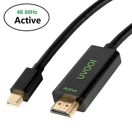 Active 미니DisplayPort, 미니 DP to HDMI 2.0 어댑터 케이블 6 Feet, UVOOI 미니 DP to HDMI Active 케이블 지지 Eyefinity 테크& 4K@60Hz, 1440P@144Hz Resolution-A2