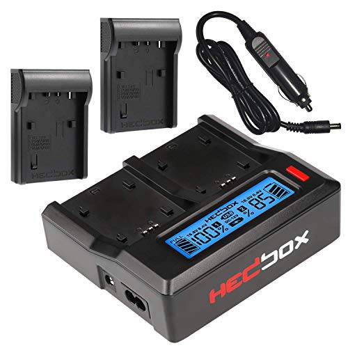 HEDBOX RP-DC50/ DFP50 - 듀얼 LCD 배터리 충전기 NP-FH50, FH70, FP50, FP90, FV50, FV100 배터리