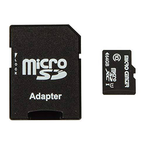 Micro Center 64GB Class 10 Micro SDXC 플래시 메모리 카드 어댑터포함 싱글 팩