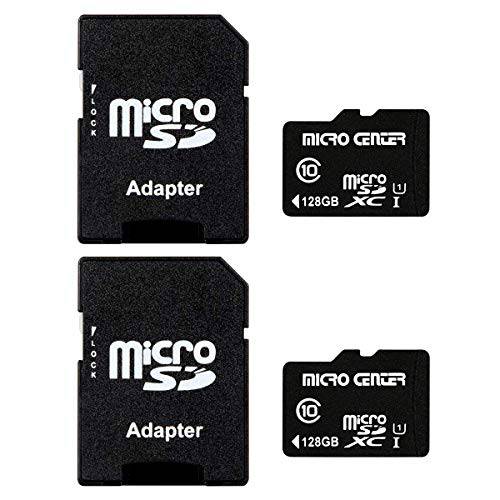 Micro Center 128GB microSDXC Class 10 플래시 메모리 카드 어댑터포함 Twin Pack