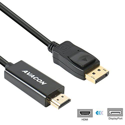 디스플레이Port,DP to HDMI 6 Feet 금도금 케이블 AVACON 디스플레이 Port to HDMI 어댑터 Male to Male Black