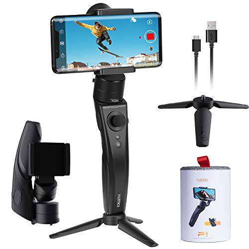 Filmtacy 소형,휴대용 Gimbal, 스마트폰 스테빌라이저 for iPhone 11/ 11pro/ 11pro max/ Xs/ Xs Max/ Xr/ X, for Android, Samsung, 경량 Extended and Foldable, 최고 툴 for 브이로그 유튜브 실천하기 영상