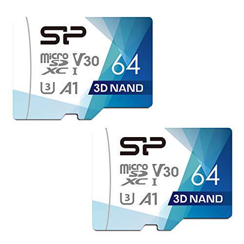 Silicon 파워 64GB 2-Pack R w up to 100 80MB S Superior 프로 Micro SDXC UHS-I U3 V30 4K A1 고속 마이크로SD 카드 어댑터포함