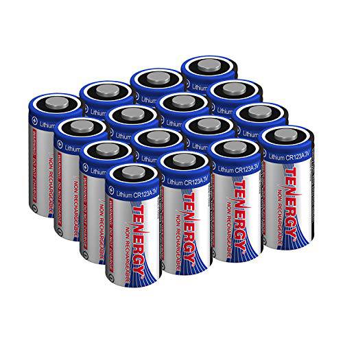 Tenergy 3V CR123A 리튬 Battery, 고 퍼포먼스 1500mAh CR123A 셀 BatteriesPTC 보호 for Cameras, 플래시라이트,조명 교체용 CR123A Batteries, 16-Pack (Non-Rechargeable)