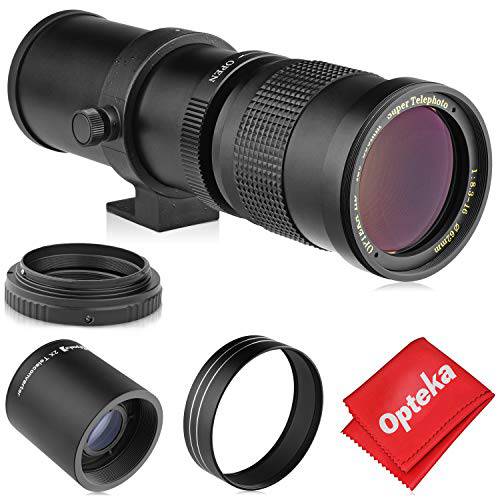 Opteka 420-800mm (w/ 2X- 840-1600mm) f/ 8.3 HD 망원 Zoom 렌즈 for Nikon 1 마운트 J5, J4, J3, J2, J1, V3, V2, V1, S2, S1 and AW1 미러리스 디지털 카메라