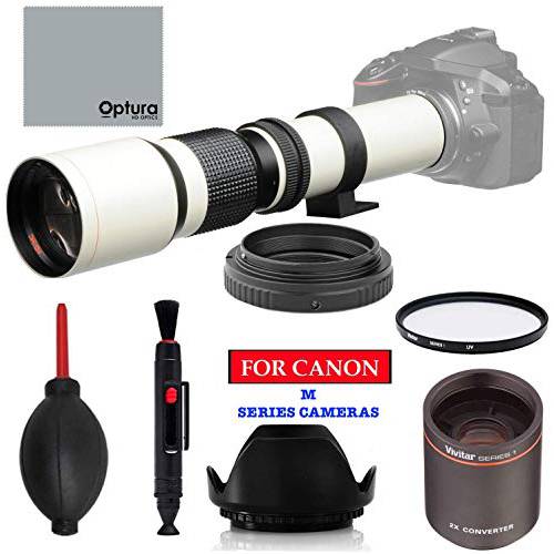 High-Power 500mm/ 1000mm f/ 8 수동 White 망원 렌즈 for 캐논 EOS M5 M6 M6MKII M50 M60 M100 M200 M6