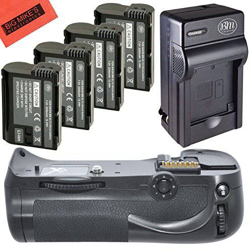 배터리 and 충전기 Kit for Nikon D600 D610 디지털 SLR 카메라 Includes 버티컬 배터리 그립+ Qty 4 교체용 EN-EL15 배터리+  빠른 AC/ DC 충전기+  마이크로 	파이버 클리닝 Cloth