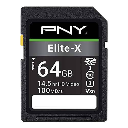 PNY 64GB Elite-X Class 10 U3 V30 SDXC Flash 메모리 카드
