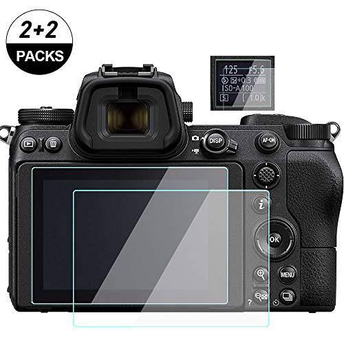 z6 화면보호필름, 액정보호필름 for Nikon Z6/ Z7 탑&  LCD 스크린 [2+ 2 Pack], WH1916 강화유리 Flim Anti-Bubble Anti-Fingerprint Anti-Dust Anti-Scrach