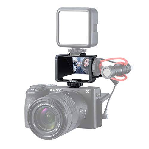 UURig 브이로그 셀피 플립 스크린 for 미러리스 카메라 for 소니 A7R3 A7III A7II A6000/ A6300/ A6500 콜드 슈 브라켓 마이크,마이크로폰 마운트 for 후지필름 XT3 XT20 캐논 파나소닉 GX85 Nikon Z7 Reverse 미러