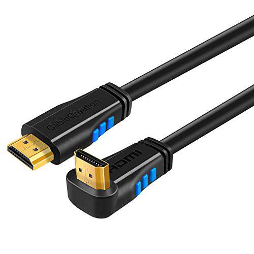 HDMI 케이블, 케이블Creation 10 Feet 상 앵글 270 도 4K HDMI 2.0 케이블 with 금도금 Connector, 지원 4K (60Hz) 울트라 HD, 3D Video, Ethernet, 오디오 리턴 Channel, 블랙