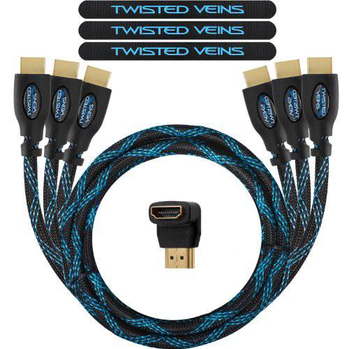 Twisted Veins HDMI 케이블 3 ft 3-Pack 프리미엄 HDMI 케이블 Type 고속 이더넷 지원 HDMI 2.0b 4K 60hz HDR on Most 디바이스 and May Only 지원 4K 30hz on Some 디바이스 with