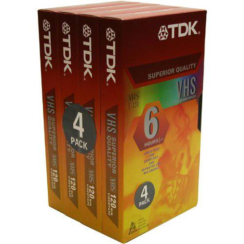 TDK 4 Pack T-120 VHS 영상 테이프