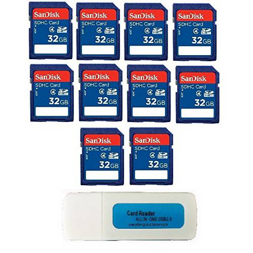 10 Pack SanDisk SD HC 32 GB Class 4 Flash 메모리 카드 SDSDB-032G 리테일 SDHC - 와 Everything But Stromboli (tm) Combo 리더,리더기
