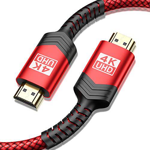4K 60Hz HDMI 케이블 [6.6ft 2M] JSAUX HDMI 2.0 to HDMI 고속 18Gbps 28AWG HDR 3D 2160p 1080p Braided 케이블 호환가능한 이더넷 오디오 리턴ARC Fire TV UHD TV PC Red with
